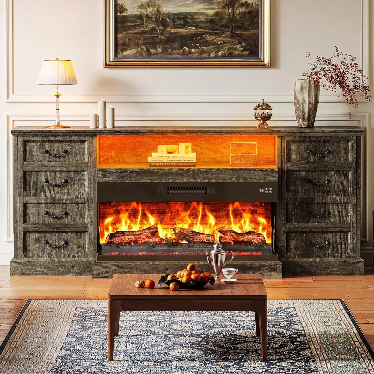 Fireplace TV Stand ,for 75 Inch TV