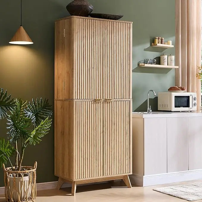 Pantry, 72" Tall Mid Century Storage Cabinet