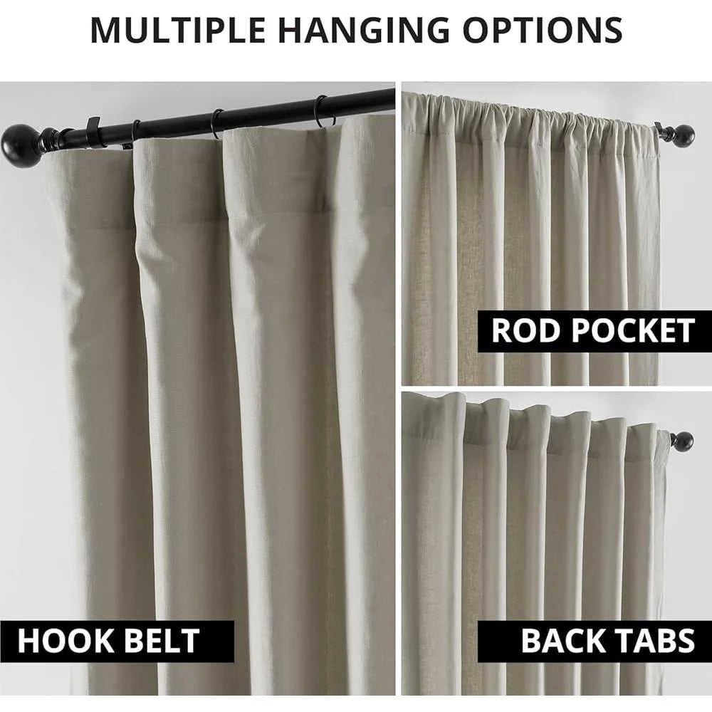 Room Darkening French Linen Curtains