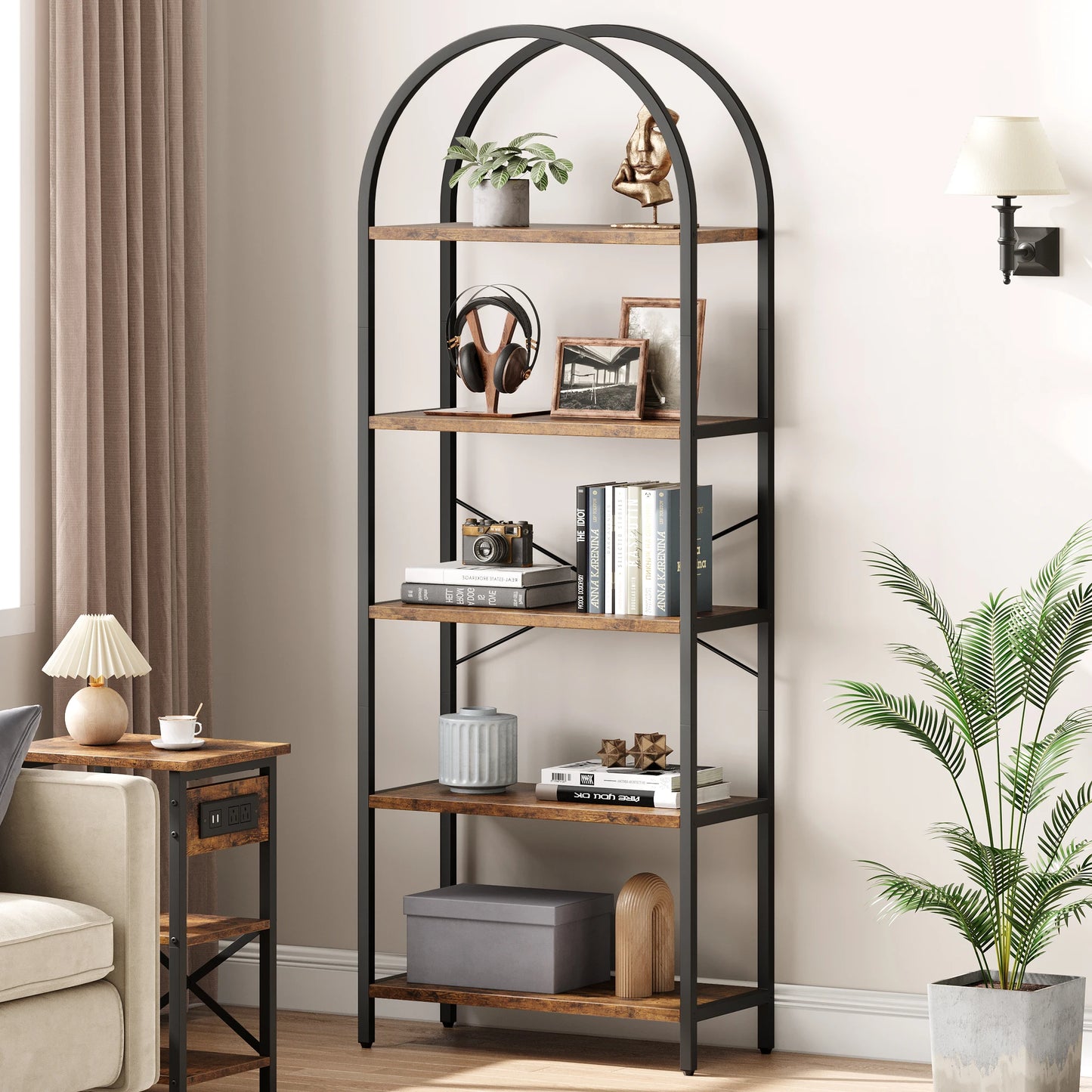 5 Tier Bookcase Arched Display Rack