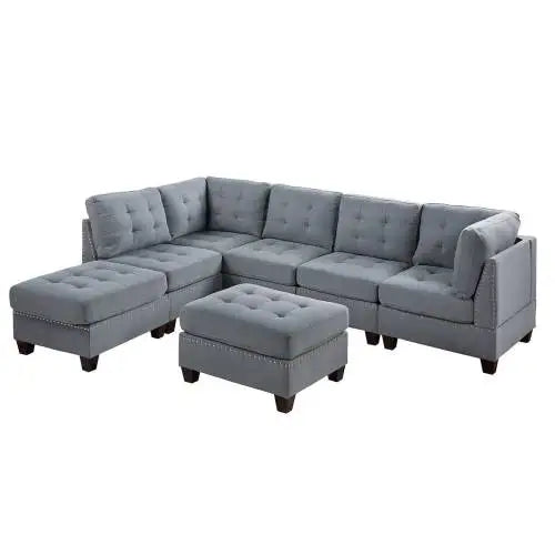 Tufted Armless Chair Grey