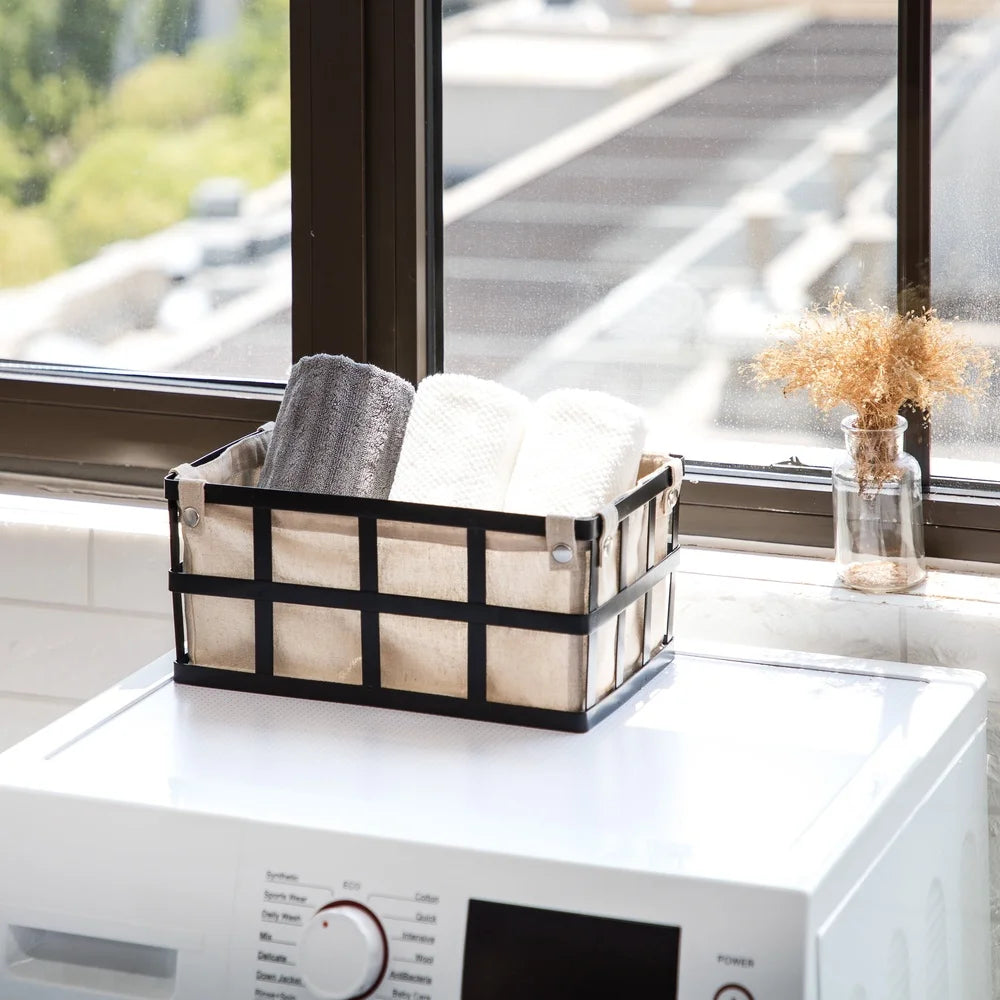 Black Rectangle Metal Storage Basket