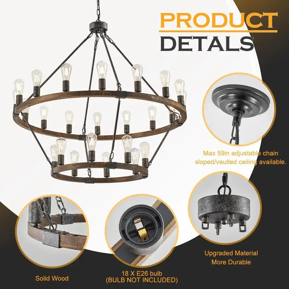 Farmhouse Wagon Wheel Chandelier
