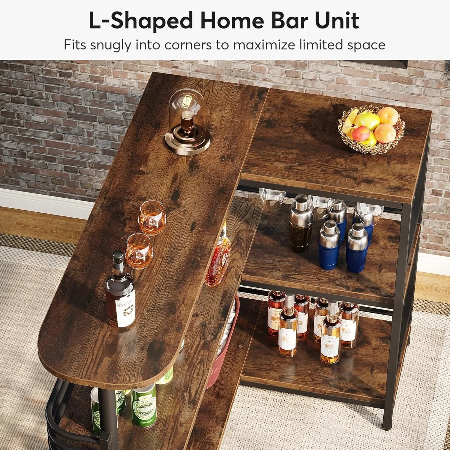 L-Shaped Home Bar Unit