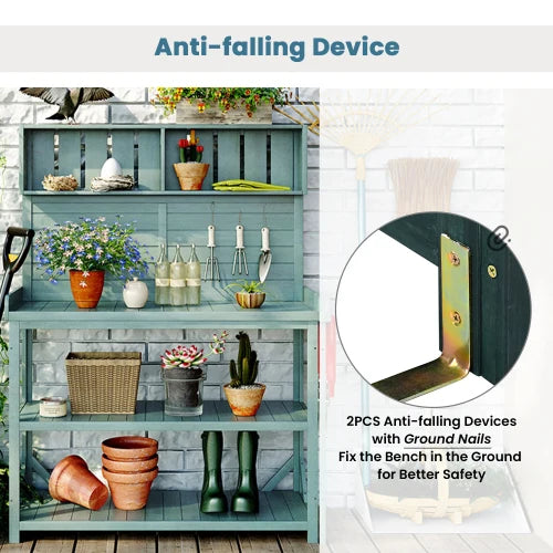 Large Wooden Farmhouse Rustic Potting Bench