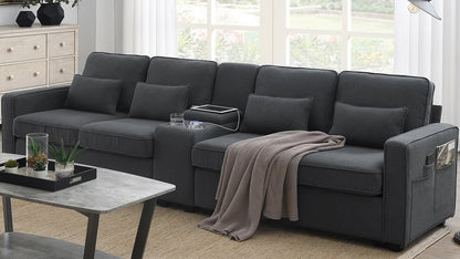 Upholstered Sofa with Console