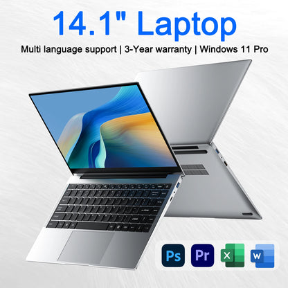 14.1" Ultra-Slim Laptop 16GB RAM 2TB SSD Intel CPU Windows 11 Pro FHD Anti-Glare Multilingual Office/Study PC