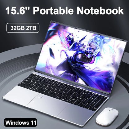 15.6" Portable Laptop 32GB Ram DDR4 2TB SSD Windows 11 Notebook Pc Gamer Intel N5095 Office Computer with Backlit Fingerprint

15.6" Portable Laptop 32GB