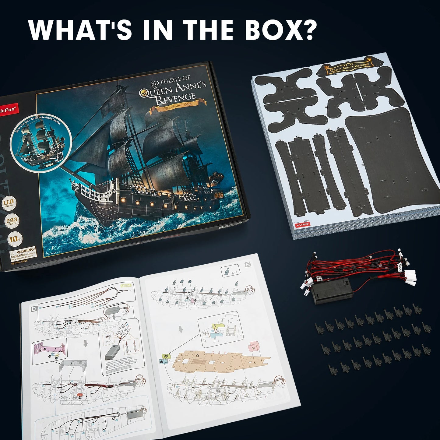 3D Puzzle for Adults LED Pirate Ship