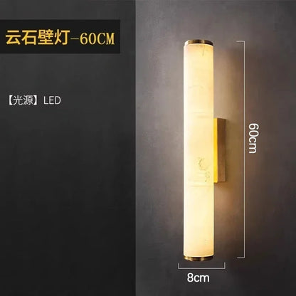 Post-modern Nordic Simple Marble Wall Lamp Living Room Background Wall Bedroom Bedside Column Study All Copper Decorative Lamps