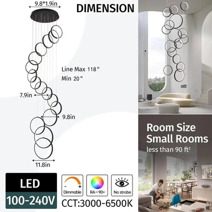 Dimmable Modern LED Chandelier with Remote