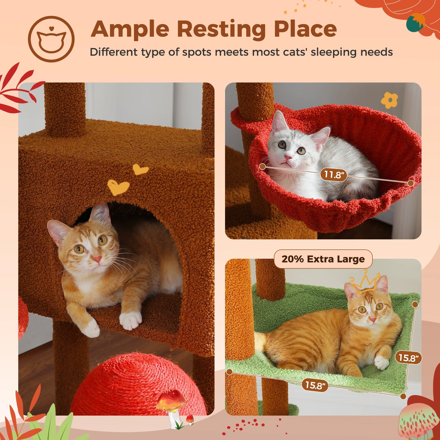 Adjustable 230-252cm Cat Tree