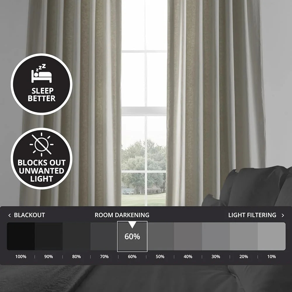 Room Darkening French Linen Curtains