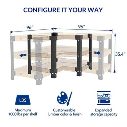 Heavy Duty Steel L-Shaped Workbench