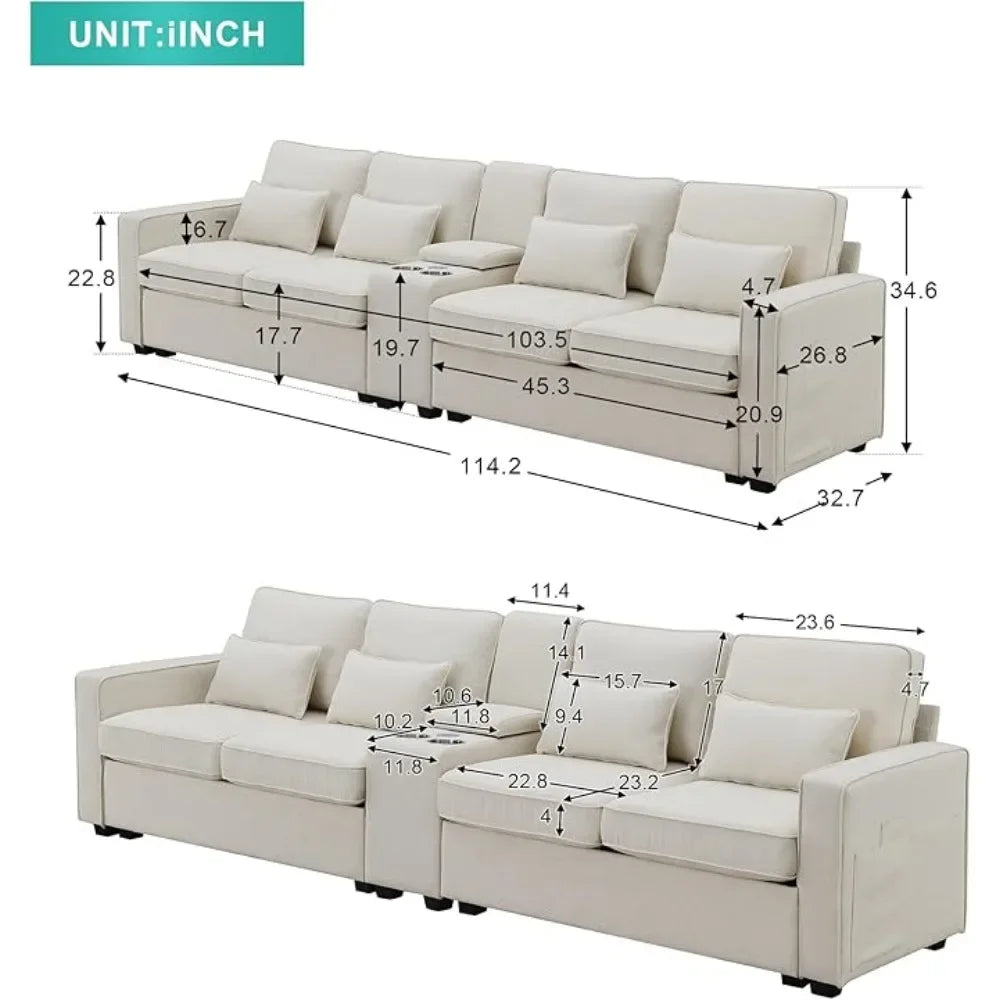 Sectional Sofa with Console
