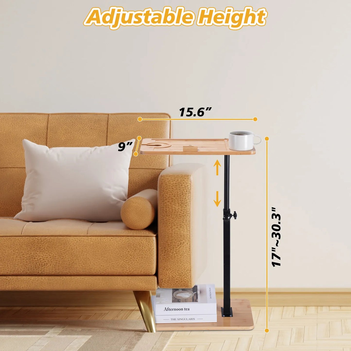 Adjustable Height Sofa Side Table