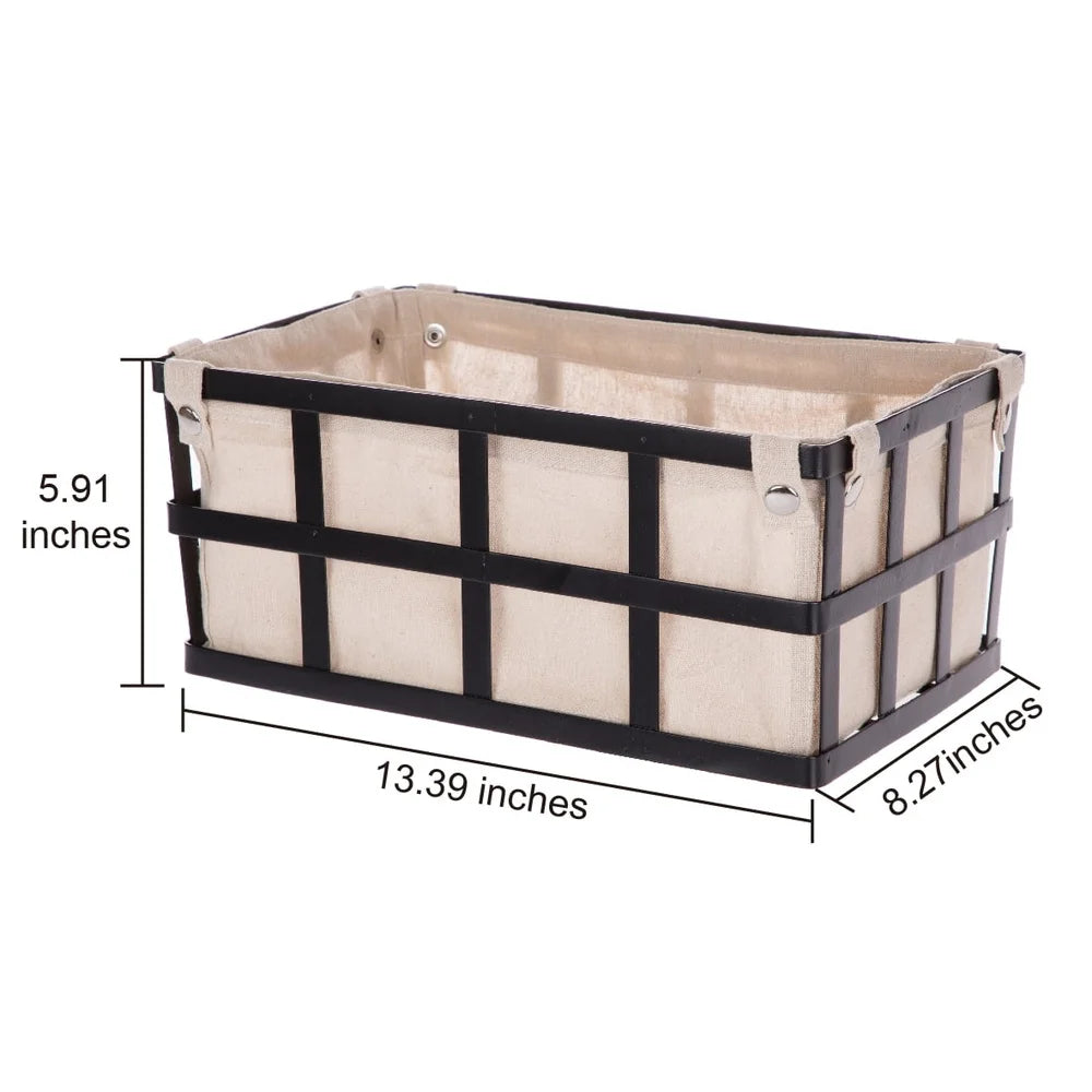 Black Rectangle Metal Storage Basket