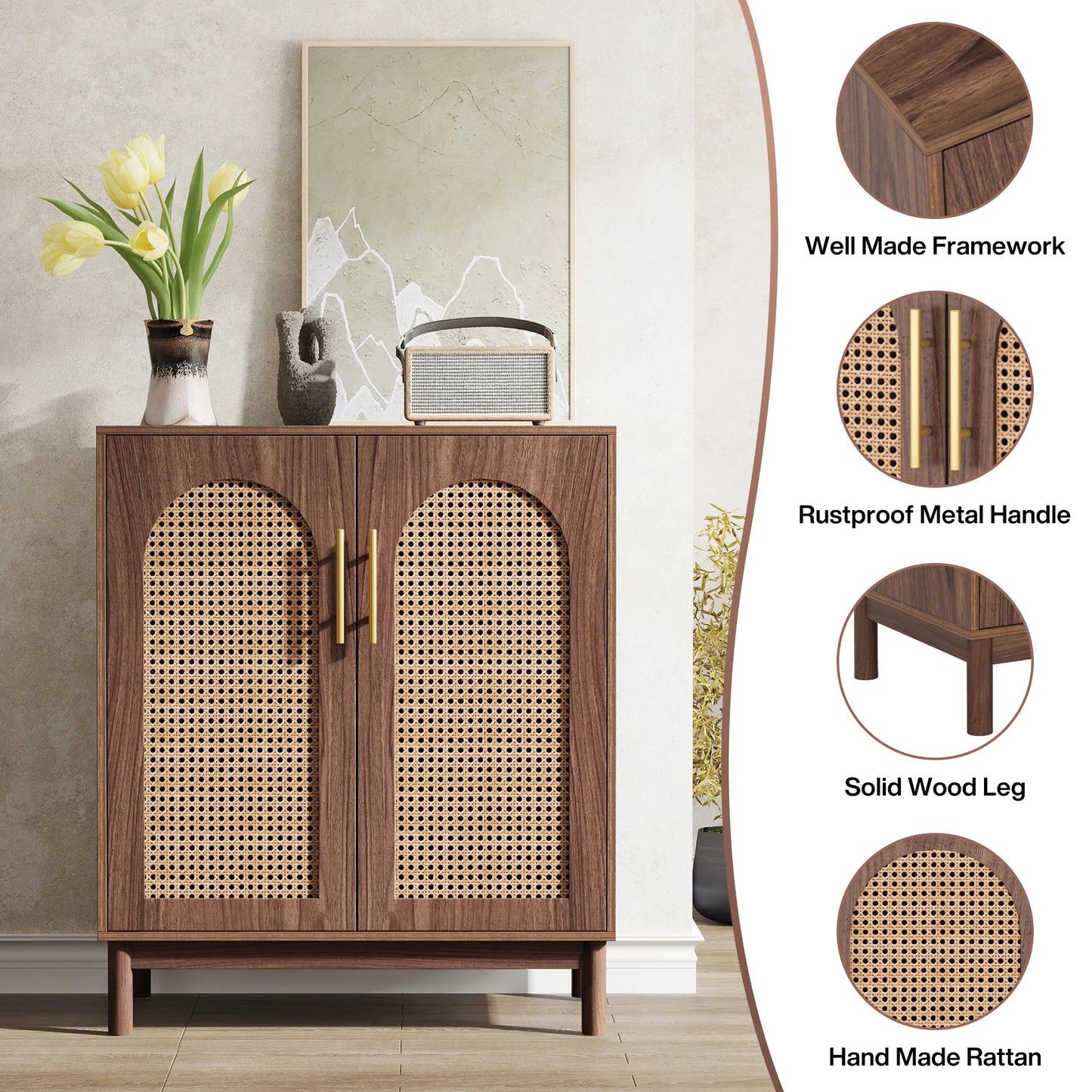 Tribesigns Set of 2 Rattan Sideboard Buffet