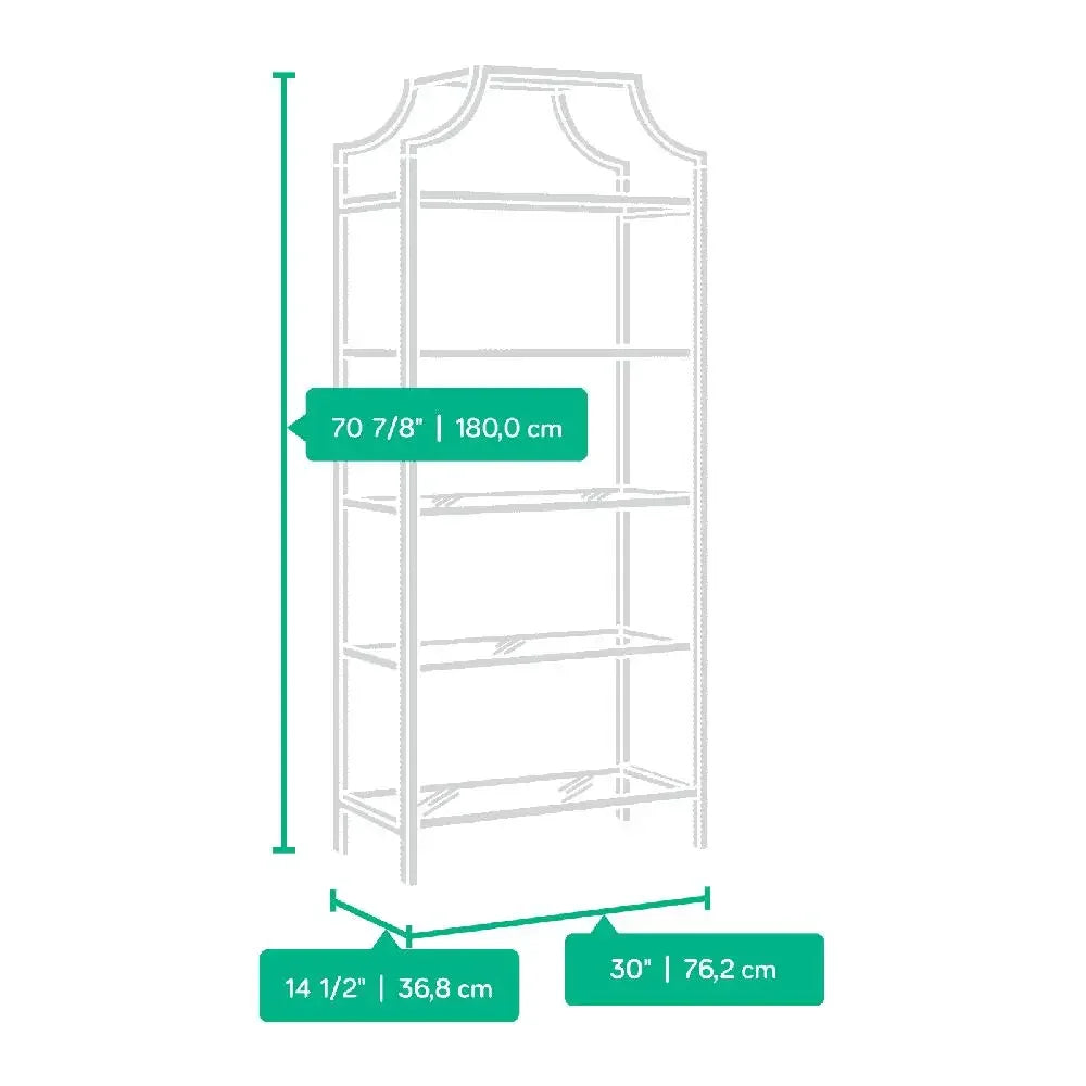 Nola 5 Shelf Gold Glass Bookcase