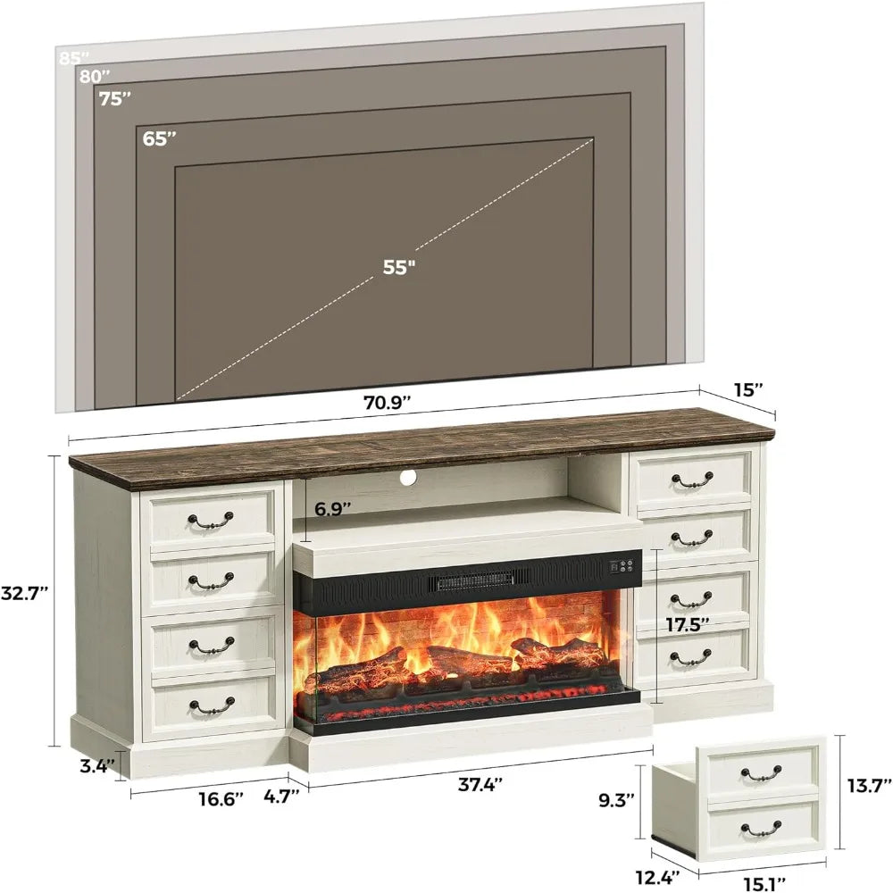 Fireplace TV Stand ,for 75 Inch TV
