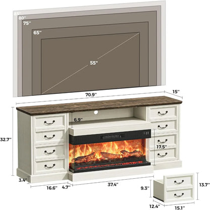 Fireplace TV Stand ,for 75 Inch TV