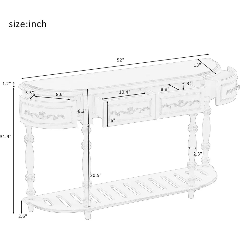 Retro Circular Curved Console Table