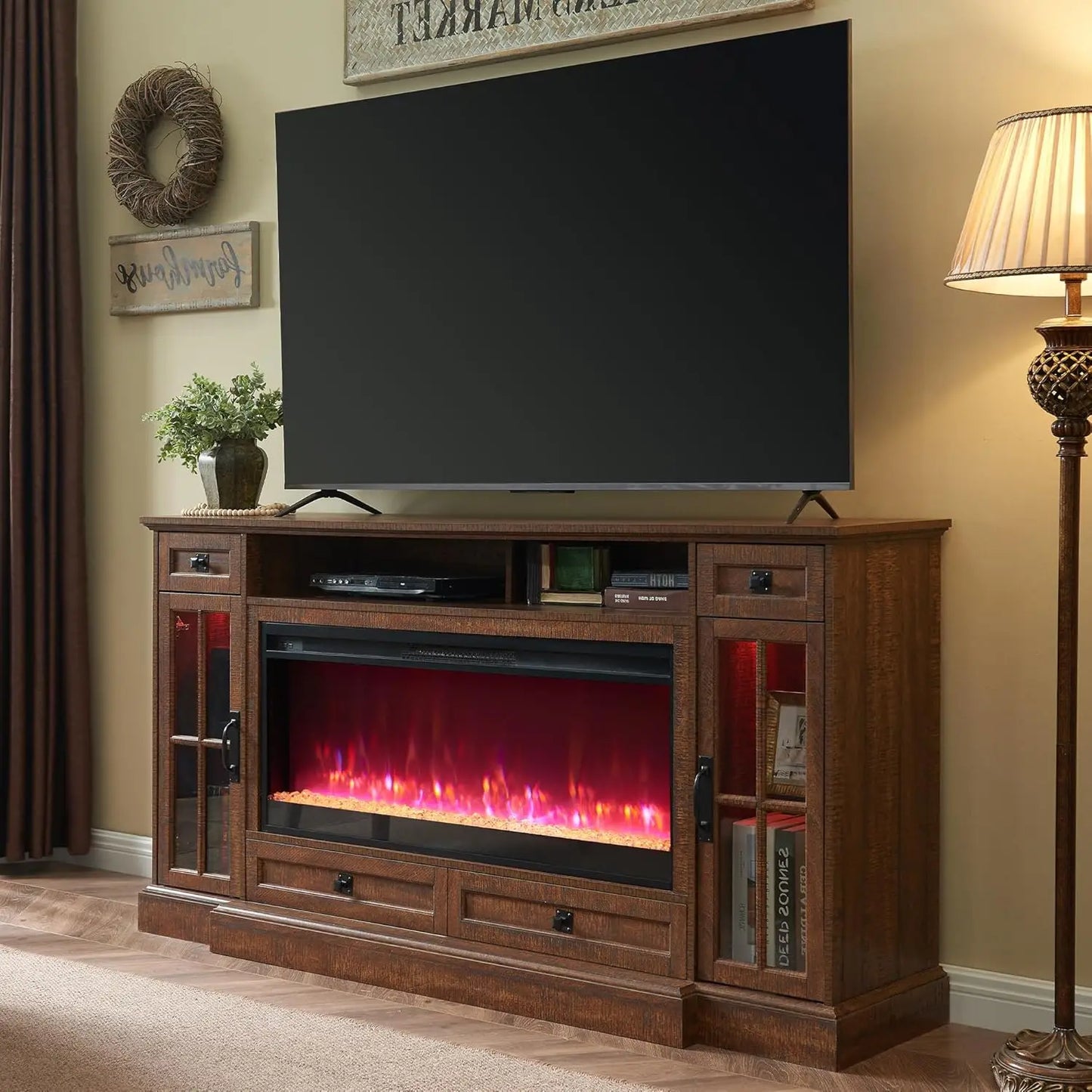 Fireplace TV Stand for 80 Inch TV