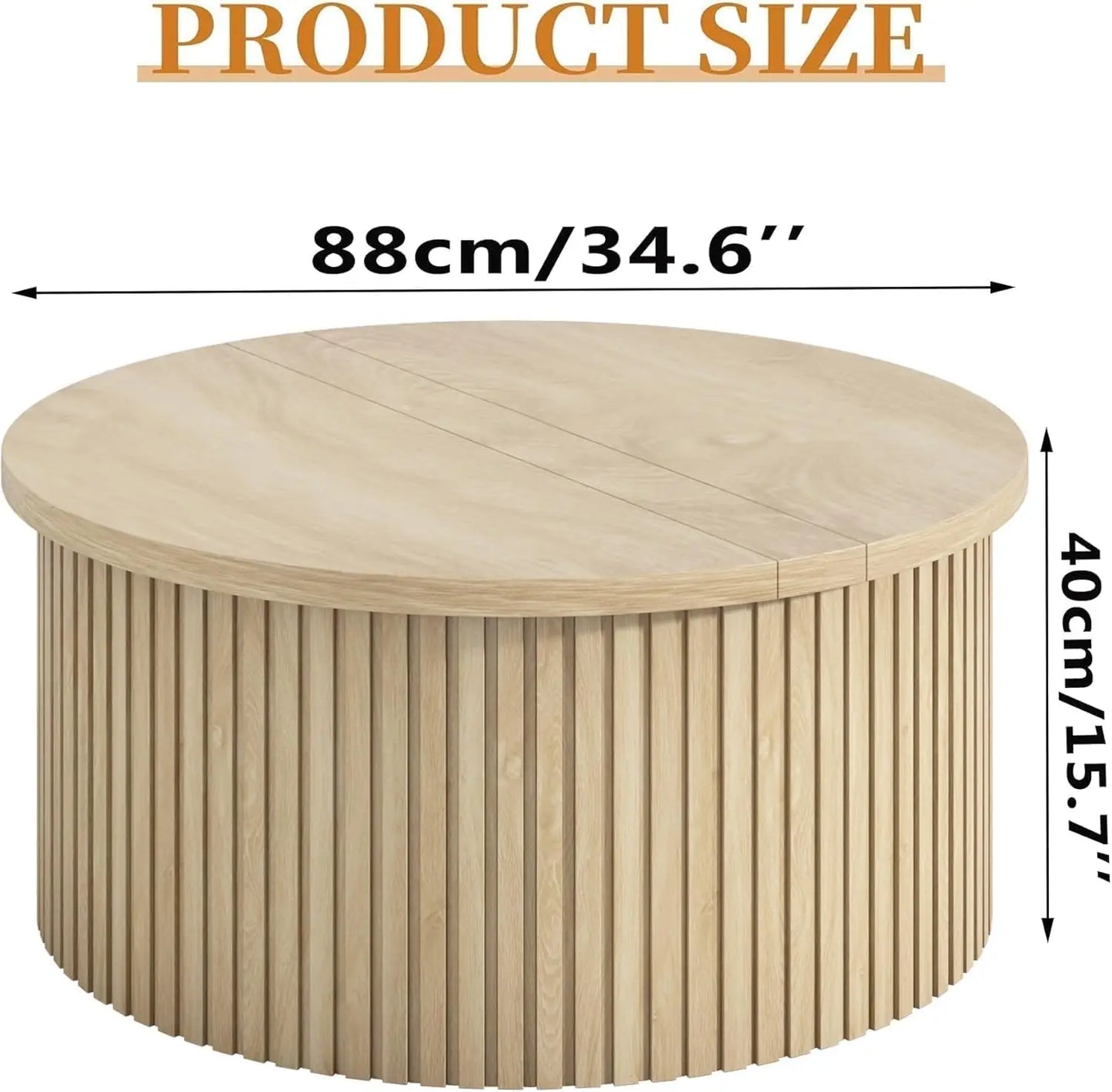 Round Fluted Lift Top Coffee Table