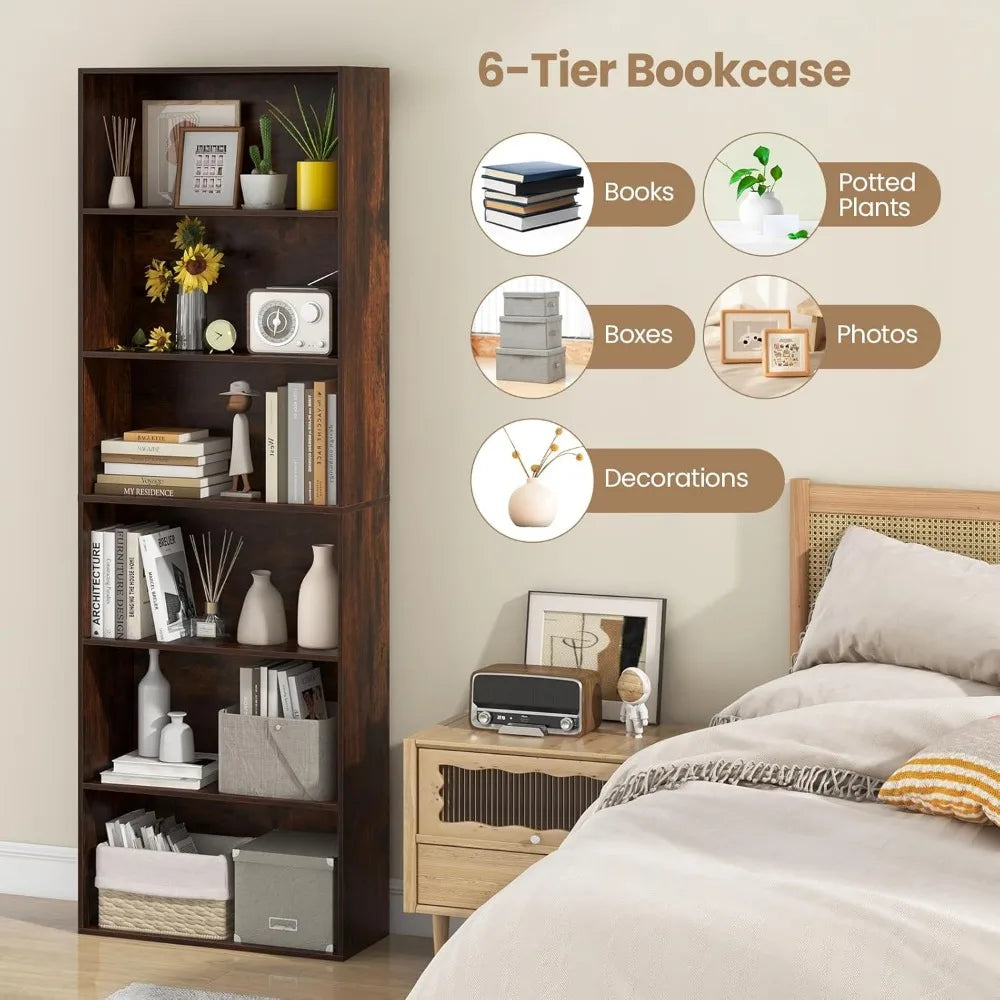 6-Tier Bookcase, 70" Tall