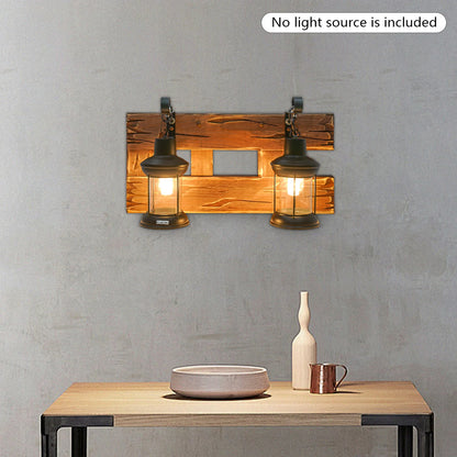 Vintage 2-Light Wooden Wall Sconce