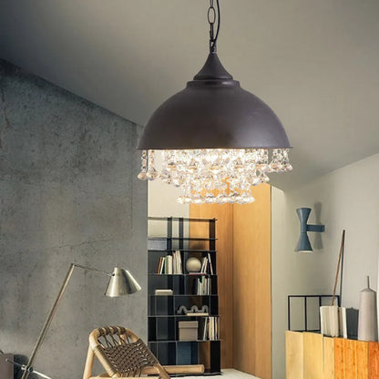 Rustic Industrial Crystal Pendant Light