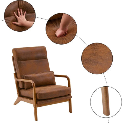 High Back Microfiber Rustic  Accent Chair