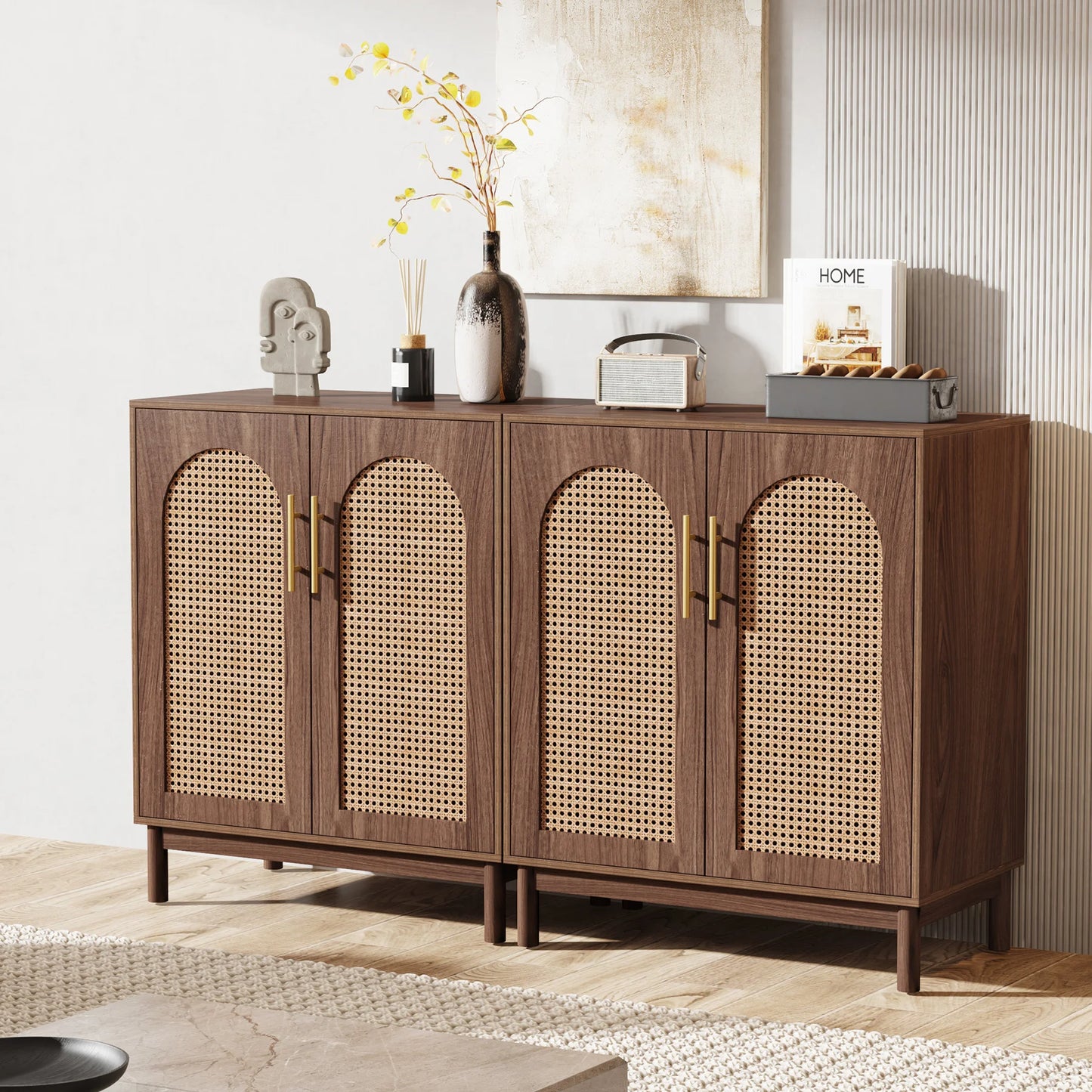 Tribesigns Set of 2 Rattan Sideboard Buffet