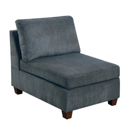 1pc Grey Chenille Fabric Modular Armless Chair