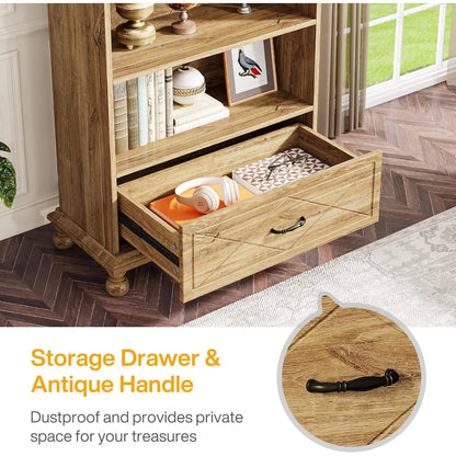 6-Shelf Bookcase with Drawer