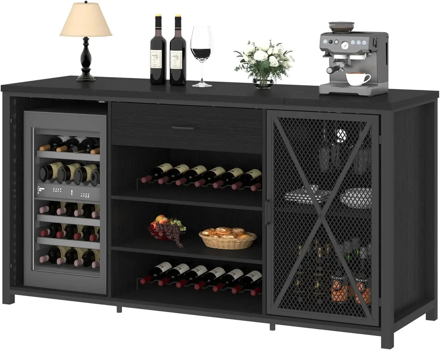 Farmhouse wood metal wine cabinet