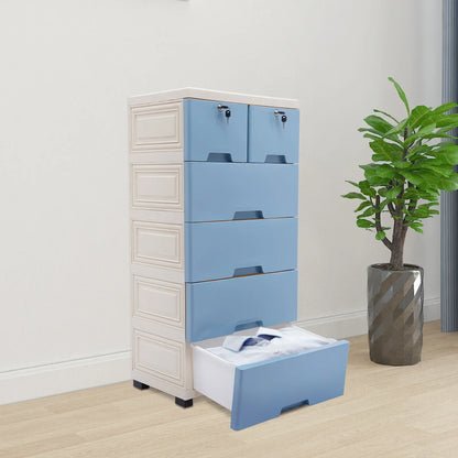 Multi-Drawer Plastic Dresser with Wheels