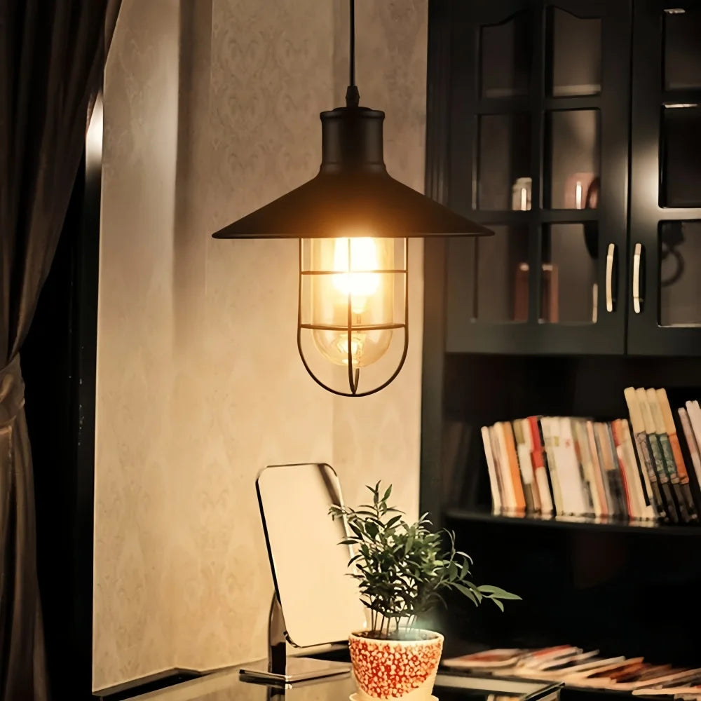 1 PC vintage metal glass chandelier