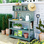Large Wooden Farmhouse Rustic Potting Bench