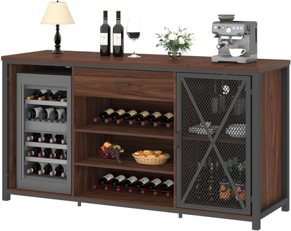 Farmhouse wood metal wine cabinet