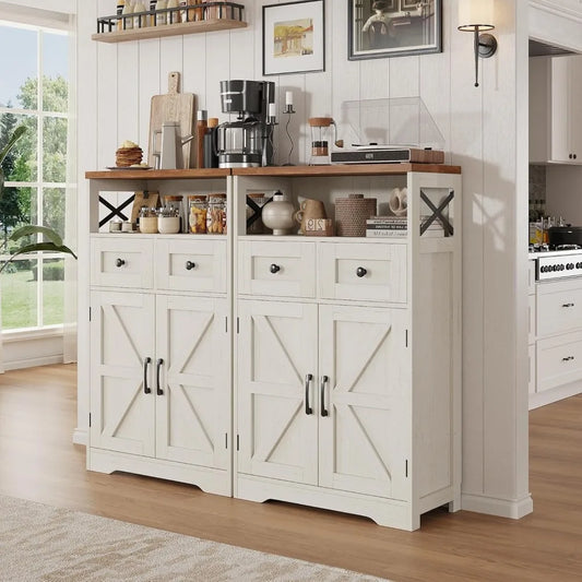Set of 2 Farmhouse Storage Cabinet