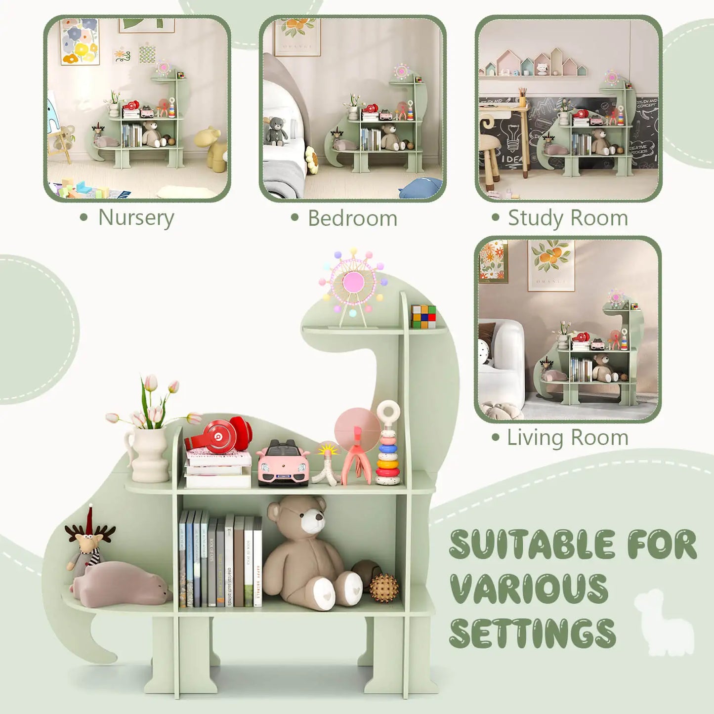 Kids Bookshelf Toy Storage Organizer