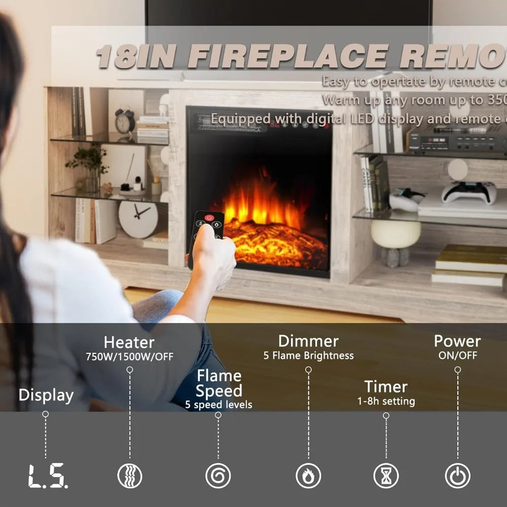 58 Inches Fireplace TV Stand for TVs up to 65 Inches