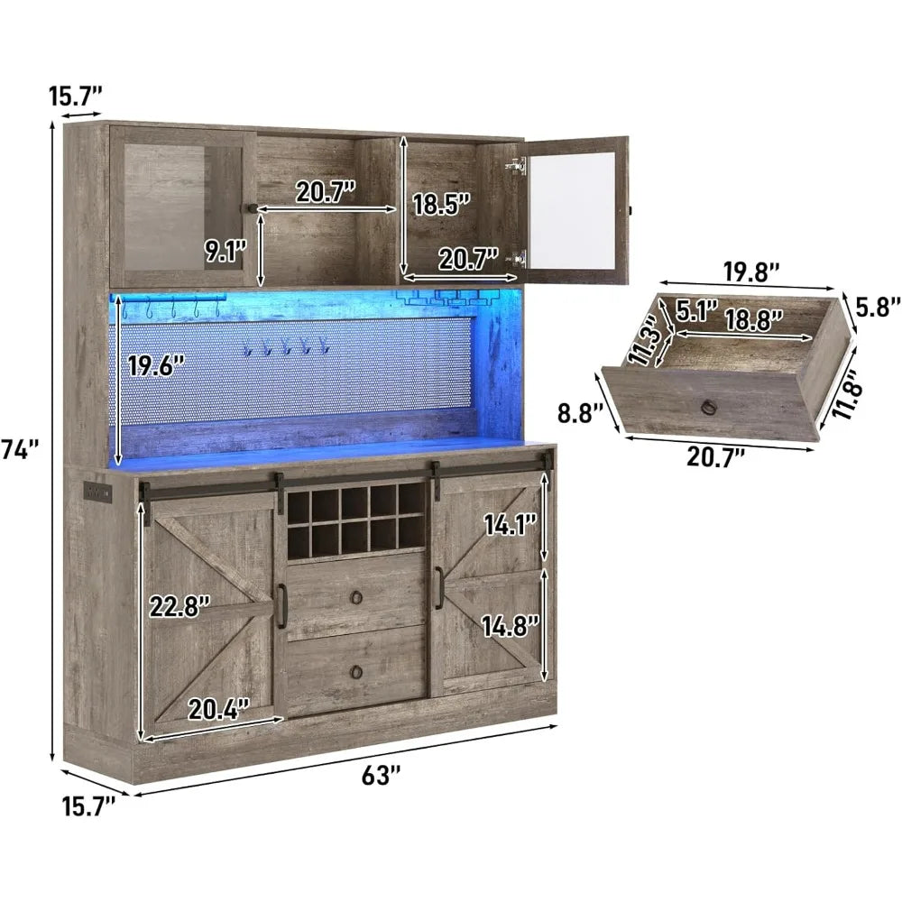 74" Tall 63" Wide Larg Bar Cabinet