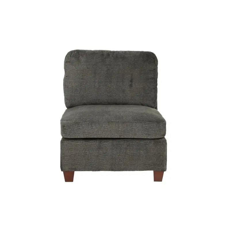 1pc Grey Chenille Fabric Modular Armless Chair