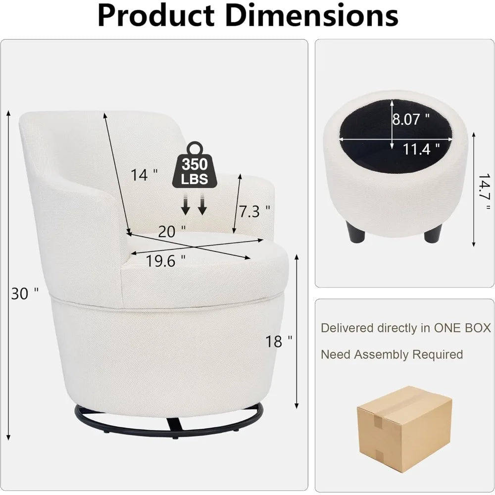 360° Swivel Accent Chairs with Ottoman