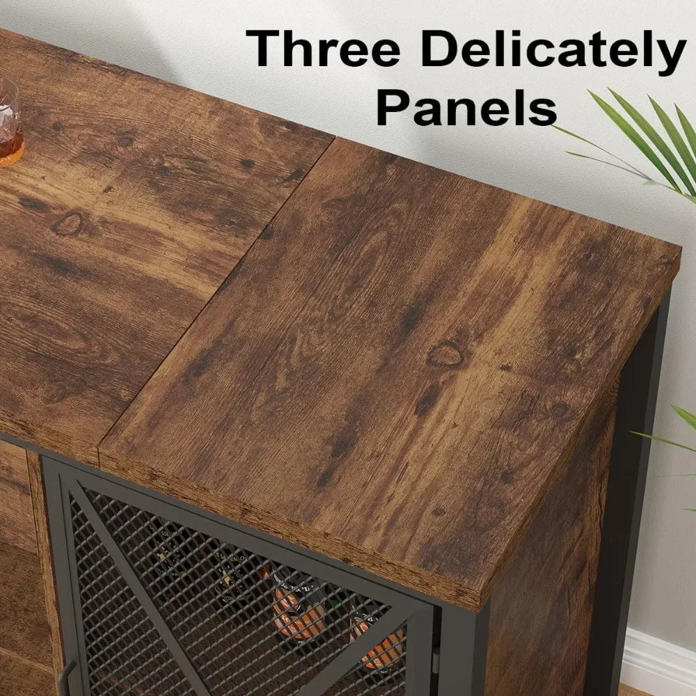 Farmhouse wood metal wine cabinet