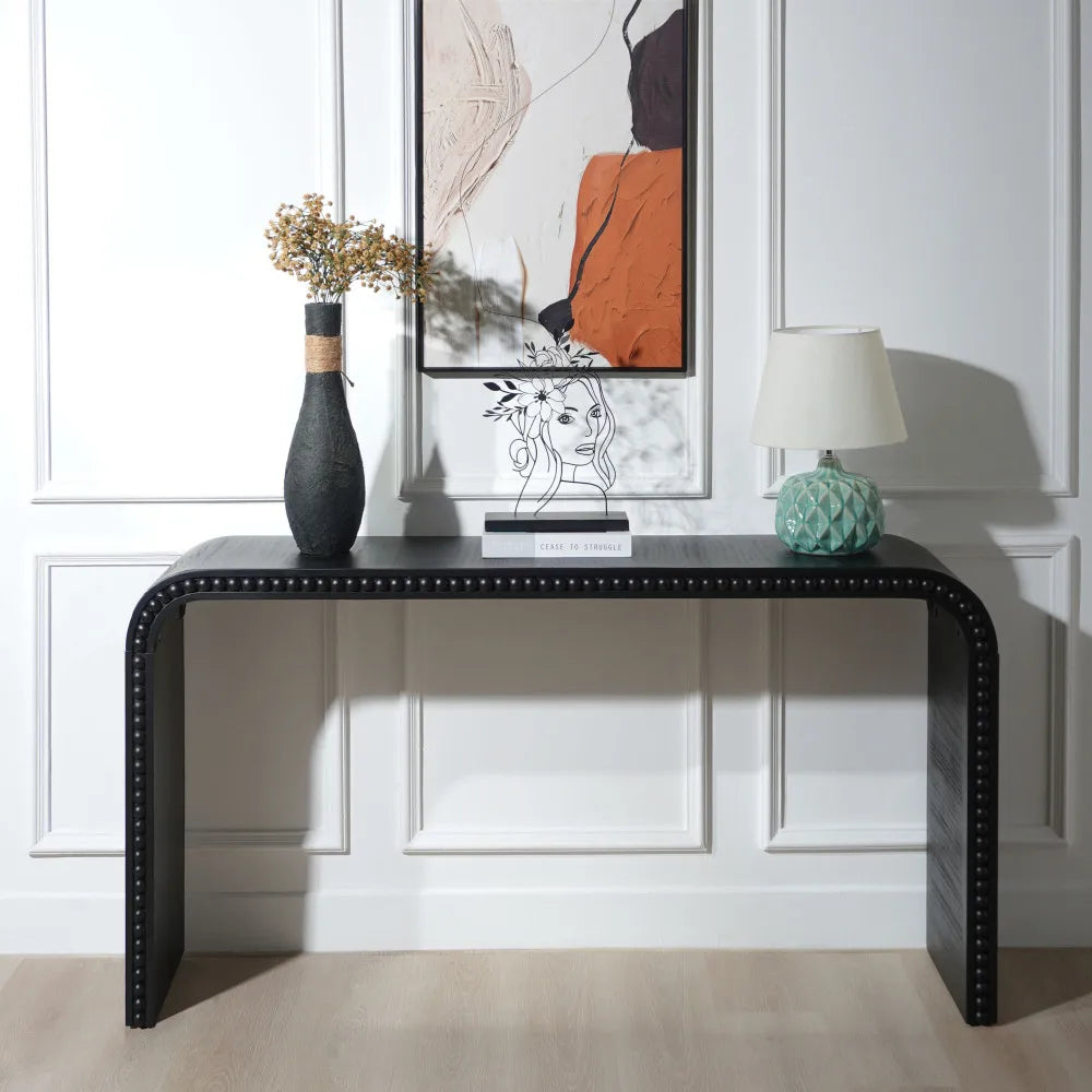 Black wooden game console table