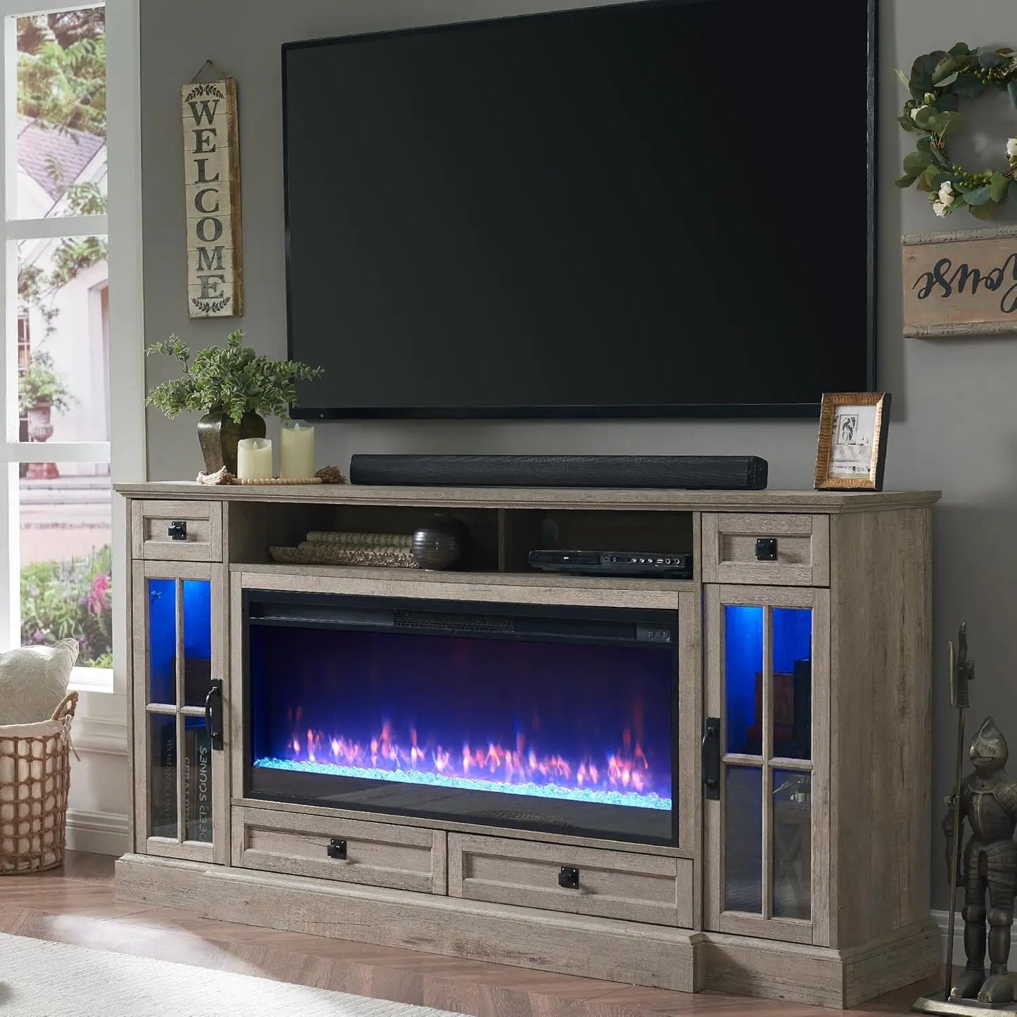 Fireplace TV Stand for 80 Inch TV