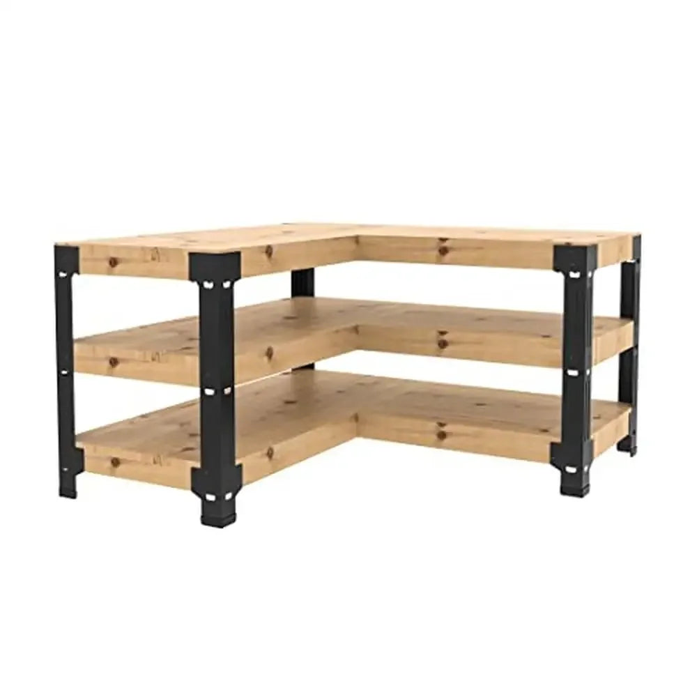 Heavy Duty Steel L-Shaped Workbench